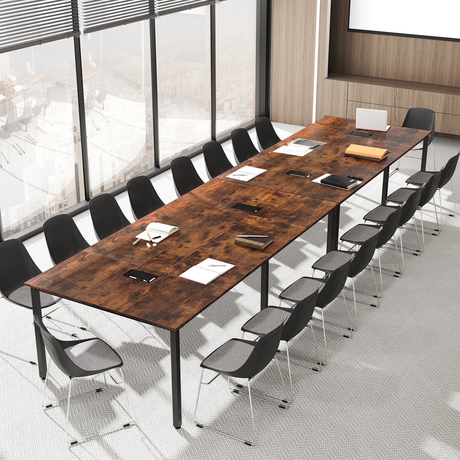 8 FT Conference Room Table Large Meeting Table Seats up to 10 People, Rustic Brown Standing Desks at Gallery Canada