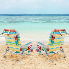 1 Piece Foldable Backpack Beach Chair with Cup Holder and Storage Pockets for Outdoor, Multicolor Beach & Lawn Chairs Multicolor at Gallery Canada