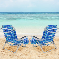 1 Piece Foldable Backpack Beach Chair with Cup Holder and Storage Pockets for Outdoor, Navy Beach & Lawn Chairs Navy at Gallery Canada