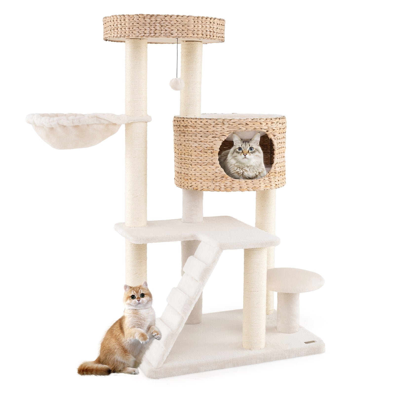 Modern Cat Tree for Indoor Cats with Cattail Fluff Condo and Top Perch, Natural Cat Trees Condos & Scratchers Natural  at Gallery Canada