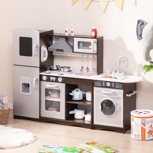 Corner Toy Kitchen Set with Light with Sounds Interactive, Dark Brown Play Kitchen Sets Dark Brown  at Gallery Canada