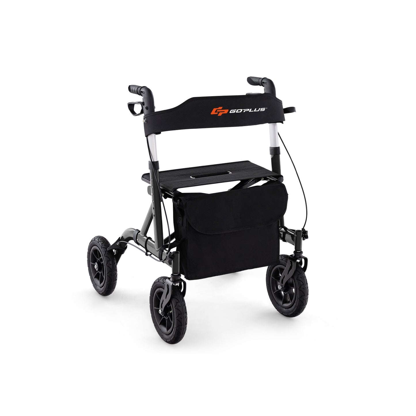 Height Adjustable Rollator Walker Foldable Rolling Walker with Seat for Seniors, Black Walkers & Rollators Black  at Gallery Canada