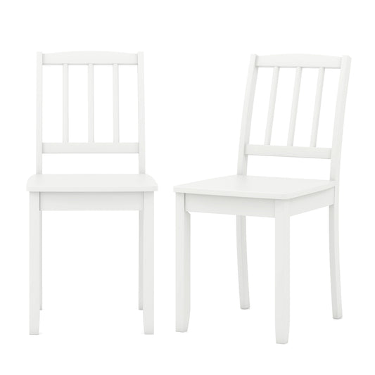 Wood Dining Chair Set of 2 with Rubber Wood Legs, White Dining Chairs White  at Gallery Canada