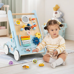 Wooden Baby Walker Push and Pull Learning Activity Center with Wheels for Toddlers 1+ Years Old, Green Baby Activity Green at Gallery Canada