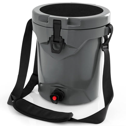 10 QT Drink Cooler Insulated Ice Chest with Spigot Flat Seat Lid and Adjustable Strap, Gray Coolers Gray  at Gallery Canada