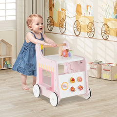 2-in-1 Baby Walker with Storage and Ice Creams for 1+ Years Old, Pink Baby Activity Pink at Gallery Canada