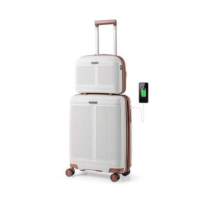 2-Piece Luggage Set 20 Inch Carry-on Suitcase and 14 Inch Cosmetic Case, White Camping White  at Gallery Canada