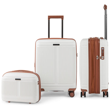 2-Piece Luggage Set 20 Inch Carry-on Suitcase and 14 Inch Cosmetic Case, White Camping   at Gallery Canada