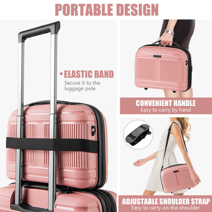 2-Piece Luggage Set 20 Inch Carry-on Suitcase and 14 Inch Cosmetic Case, Pink Camping   at Gallery Canada