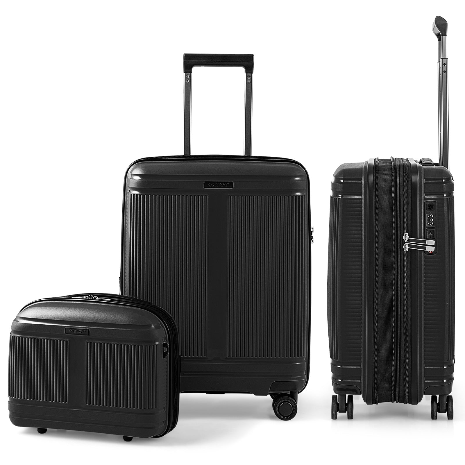 2-Piece Luggage Set 20 Inch Carry-on Suitcase and 14 Inch Cosmetic Case, Black Camping   at Gallery Canada