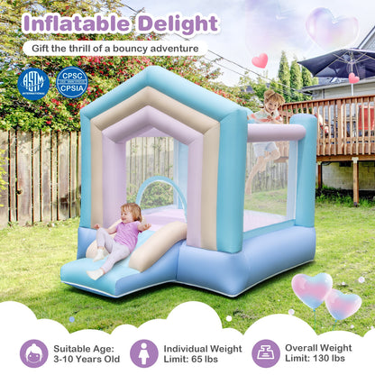 Kids Bounce House with Slide and Basketball Rim Bouncy Castle for Party without Blower, Multicolor Bounce House   at Gallery Canada