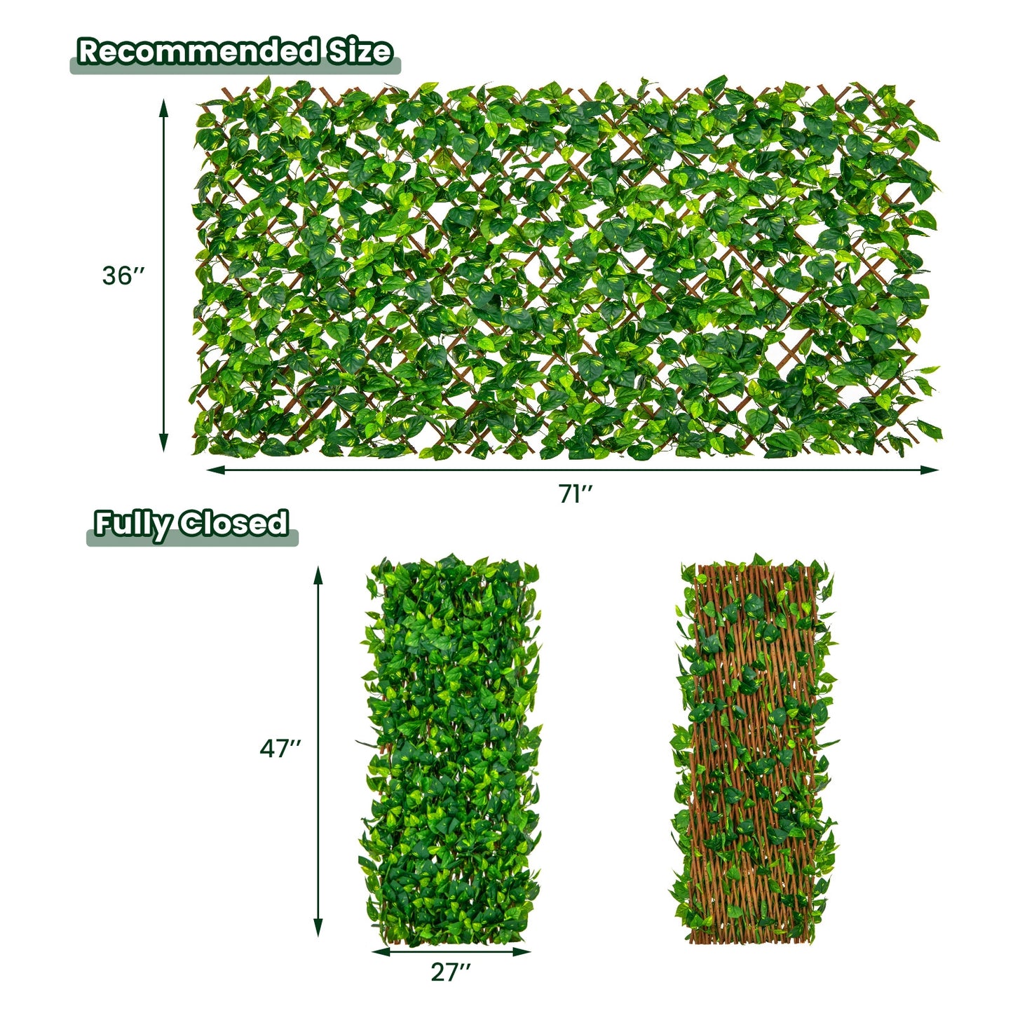 Expandable Fence Privacy Screen Decorative Faux Fencing Panel with Real Willow Frame, Green Decorative Fencing & Flooring   at Gallery Canada