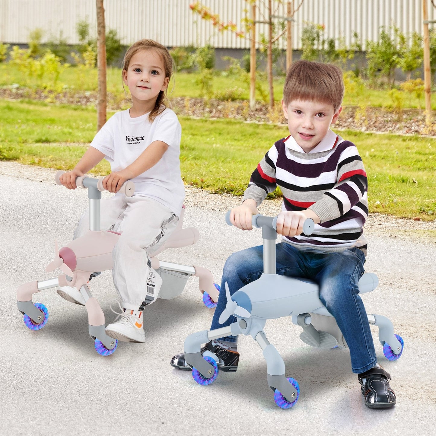 2-in-1 Kids Ride-on Push Car with LED Lighted Wheels, Navy Push & Pedal Ride On Toys   at Gallery Canada