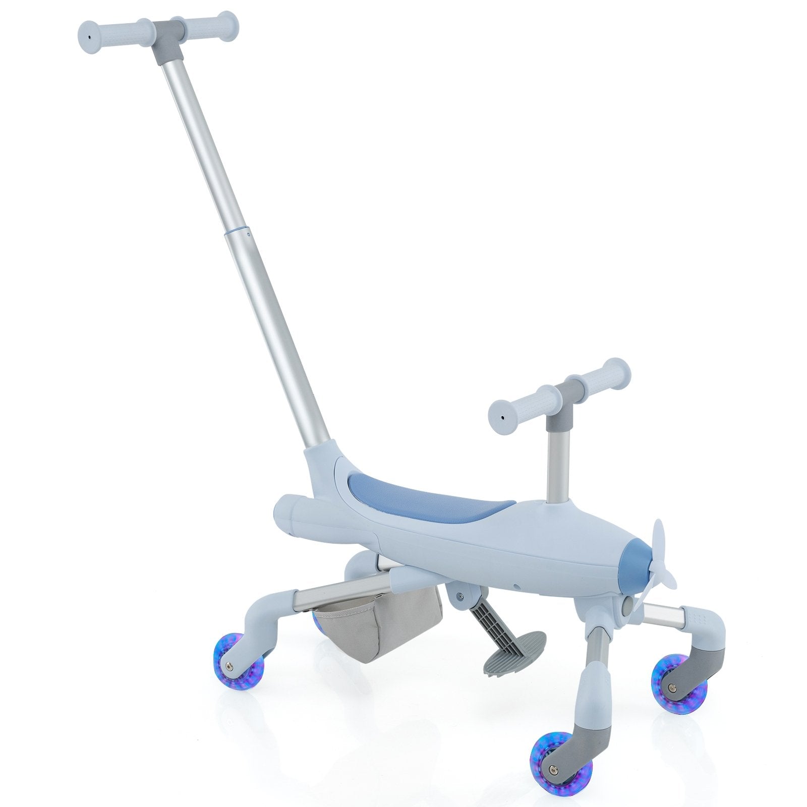 2-in-1 Kids Ride-on Push Car with LED Lighted Wheels, Navy Push & Pedal Ride On Toys Navy at Gallery Canada