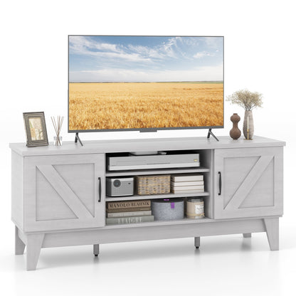 Farmhouse TV Stand for TVs Up to 65 Inches with 2 Barn Door Cabinets, Gray Entertainment Centers & TV Stands Gray  at Gallery Canada