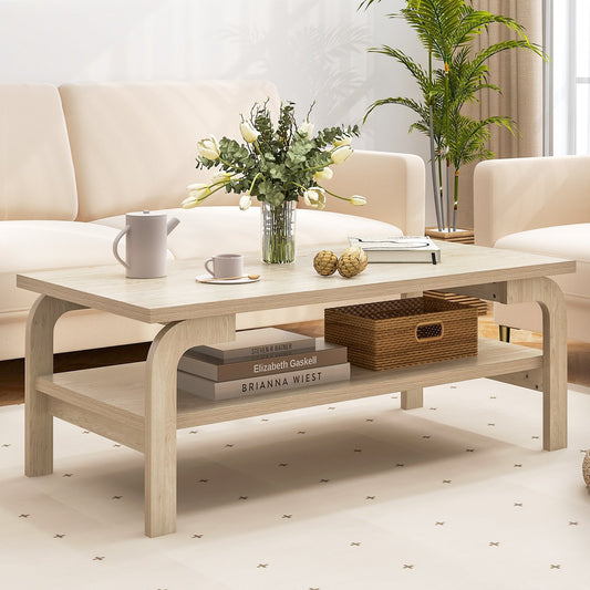 47 Inches Accent Rectangular Coffee Table for Living Room, Natural Coffee Tables Natural  at Gallery Canada