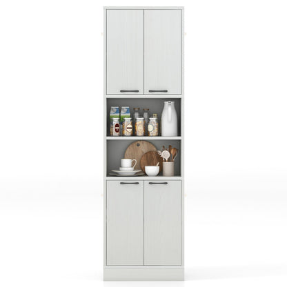 75 Inch Kitchen Pantry Cabinet Tall Cupboard with Doors and Shelves-White Oak, Oak Sideboards Cabinets & Buffets   at Gallery Canada