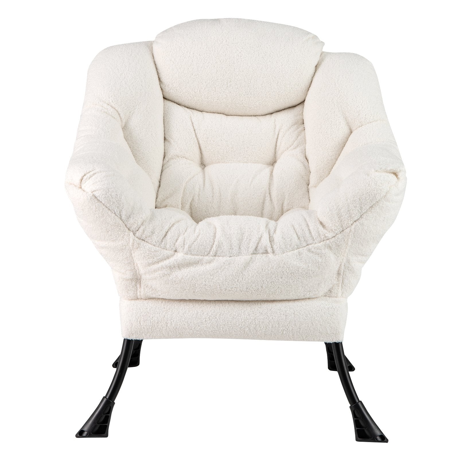 Sherpa Upholstered Accent Chair with Cozy Head Pillow, Beige Accent Chairs   at Gallery Canada