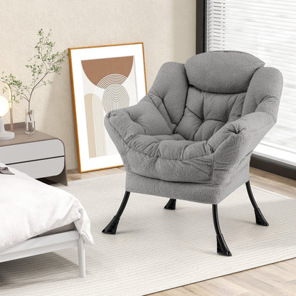 Sherpa Upholstered Accent Chair with Cozy Head Pillow, Gray Accent Chairs   at Gallery Canada