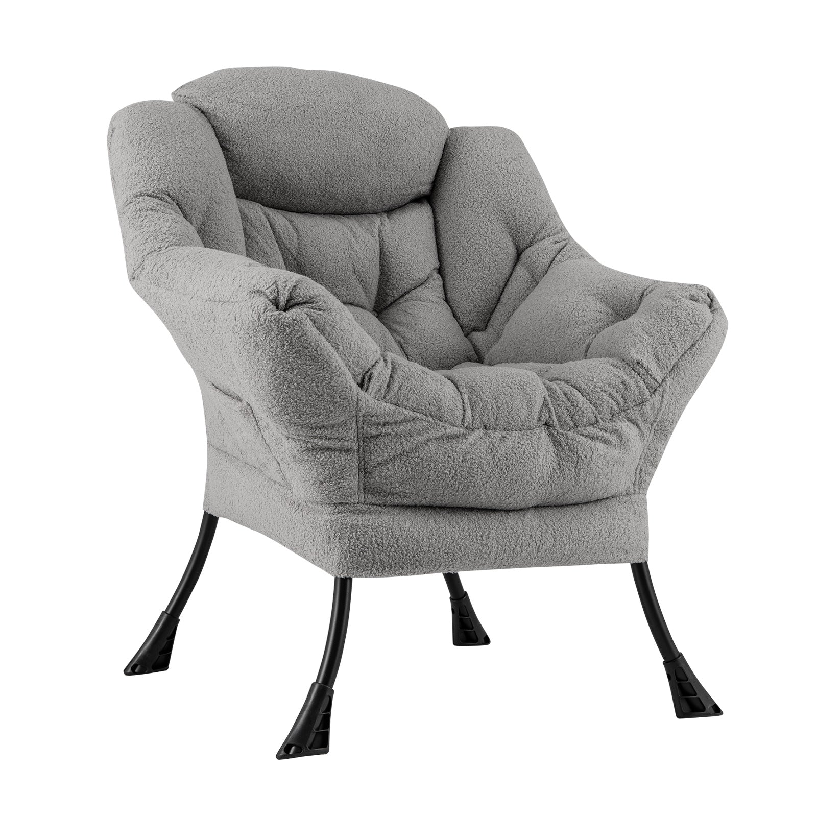 Sherpa Upholstered Accent Chair with Cozy Head Pillow, Gray Accent Chairs Gray  at Gallery Canada