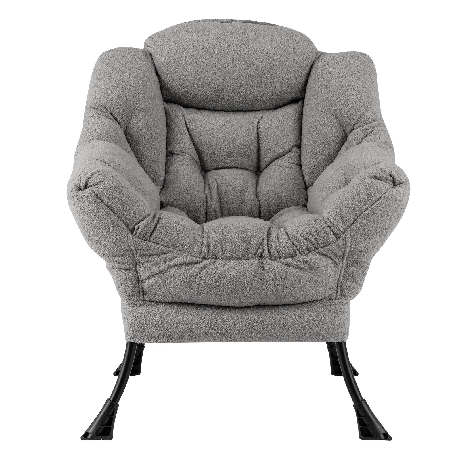 Sherpa Upholstered Accent Chair with Cozy Head Pillow, Gray Accent Chairs   at Gallery Canada