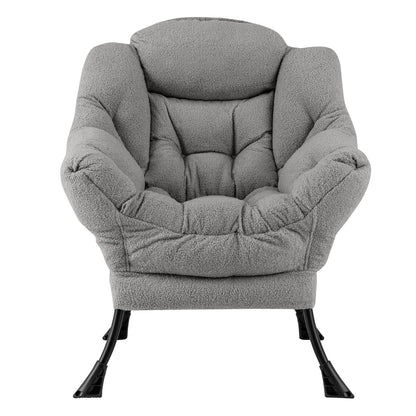 Sherpa Upholstered Accent Chair with Cozy Head Pillow, Gray Accent Chairs   at Gallery Canada