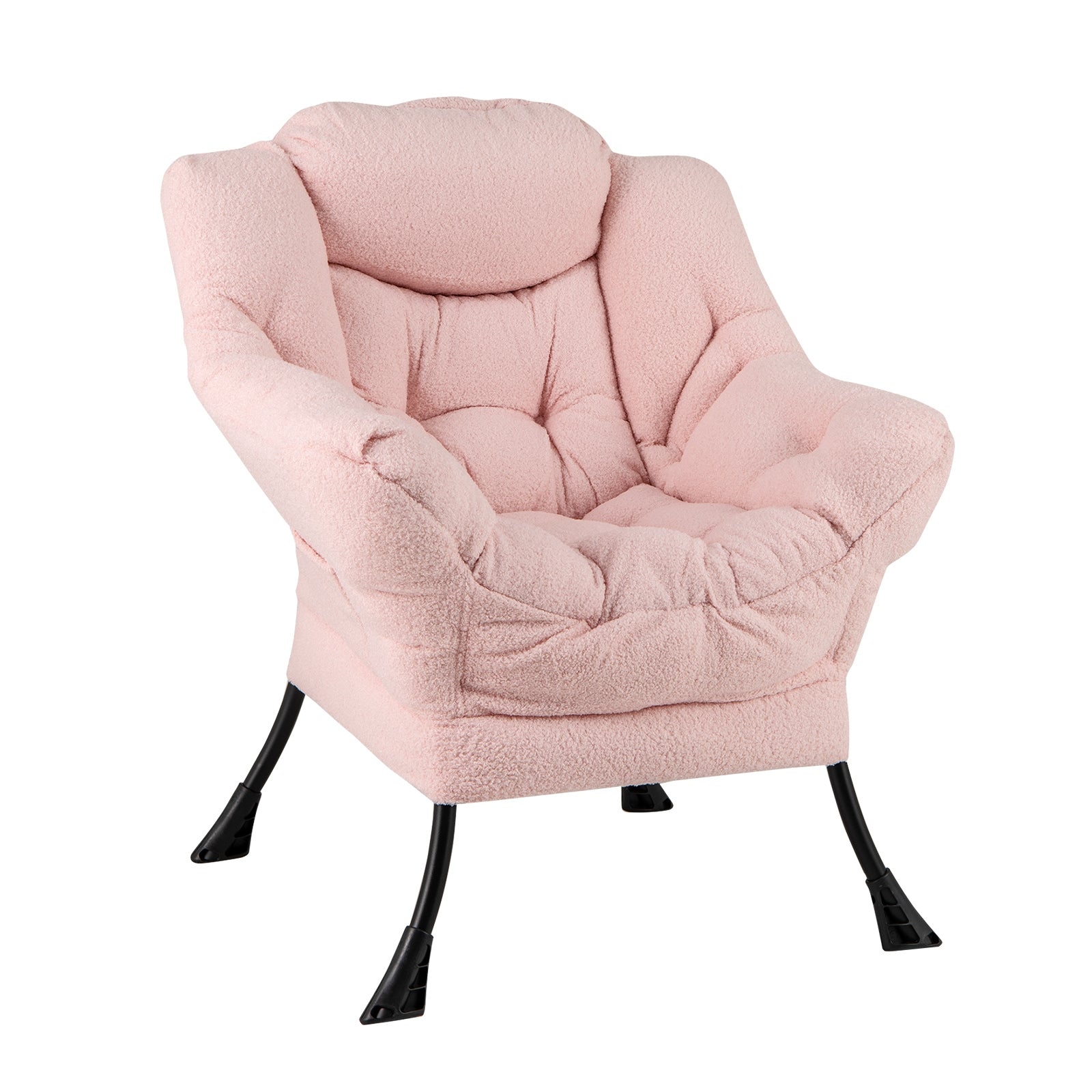 Sherpa Upholstered Accent Chair with Cozy Head Pillow, Pink Accent Chairs Pink  at Gallery Canada