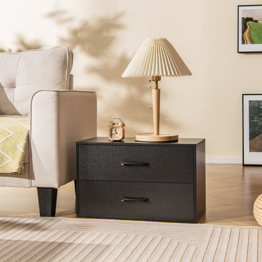 2-Drawer Stackable Horizontal Storage Cabinet Dresser Chest with Handles, Black Cabinets & Chests Black  at Gallery Canada