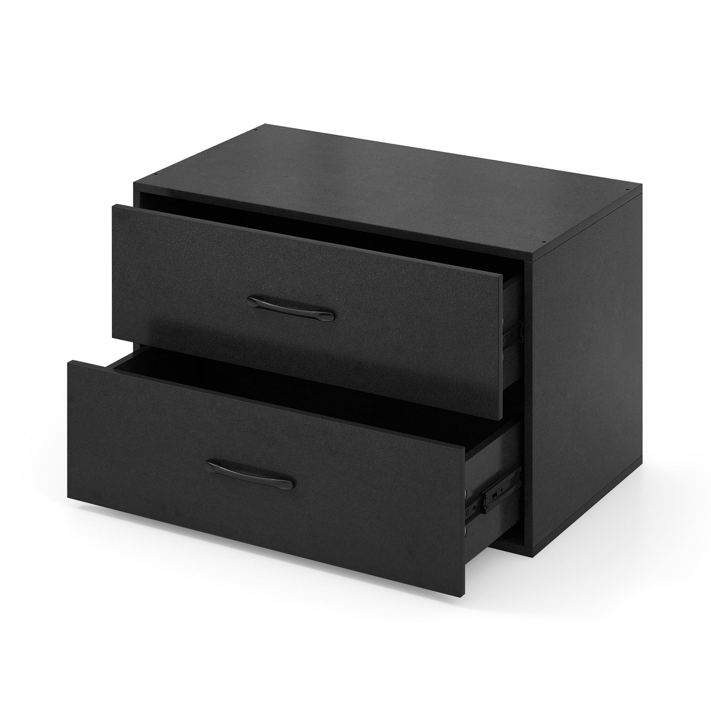 2-Drawer Stackable Horizontal Storage Cabinet Dresser Chest with Handles, Black Cabinets & Chests   at Gallery Canada