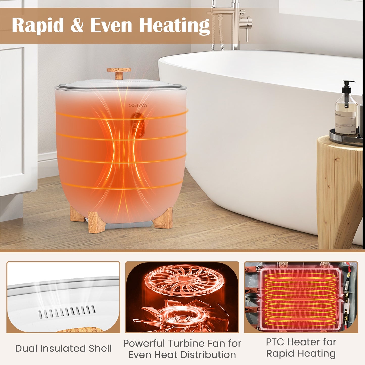 20L Towel Warmer Bucket with PTC Air Heater for Rapid and Even Heating, White Dryers   at Gallery Canada