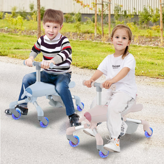 2-in-1 Kids Ride-on Push Car with LED Lighted Wheels, Pink Push & Pedal Ride On Toys Pink  at Gallery Canada