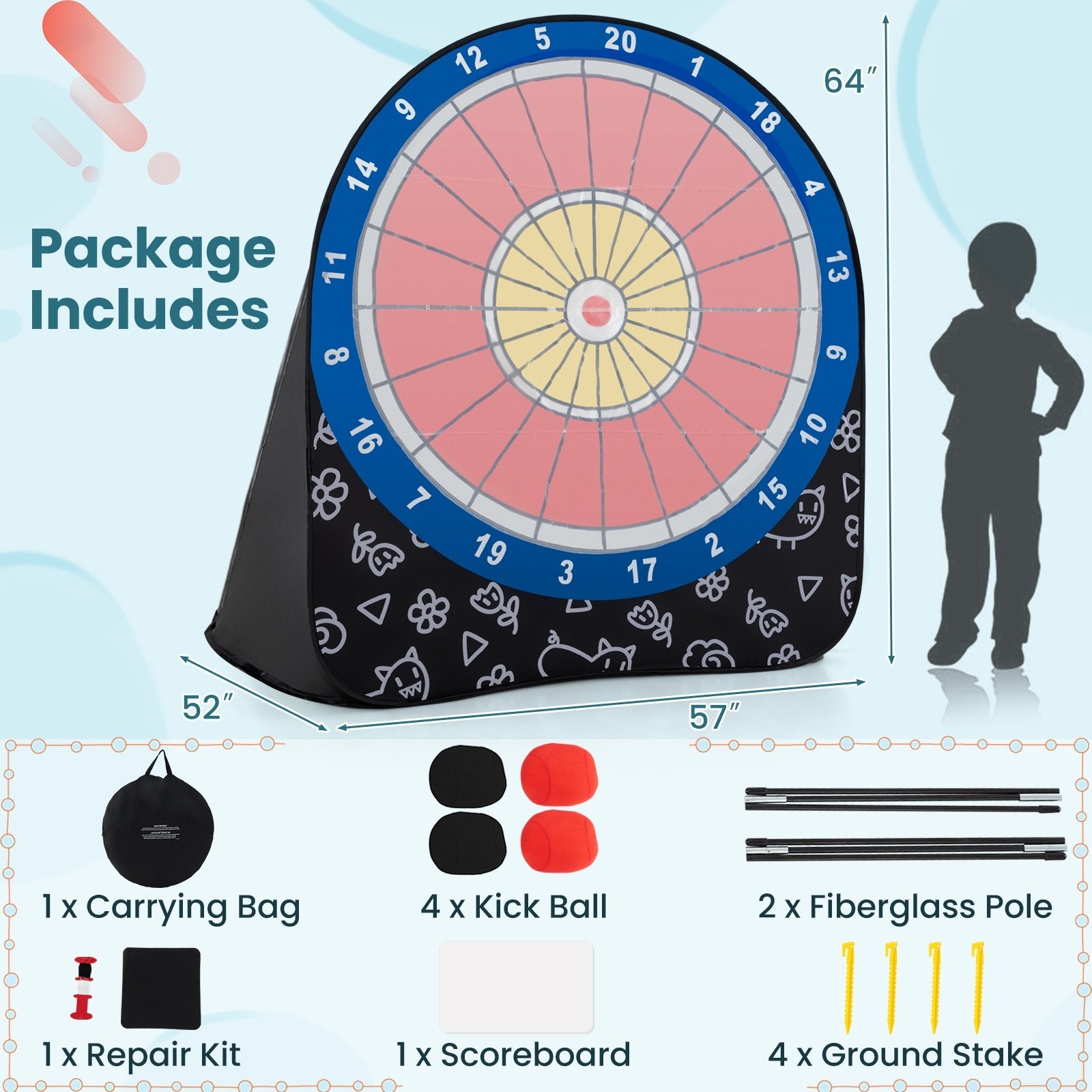 Large Dart Board for Kids with 4 Kick Balls, Black Lawn Games   at Gallery Canada