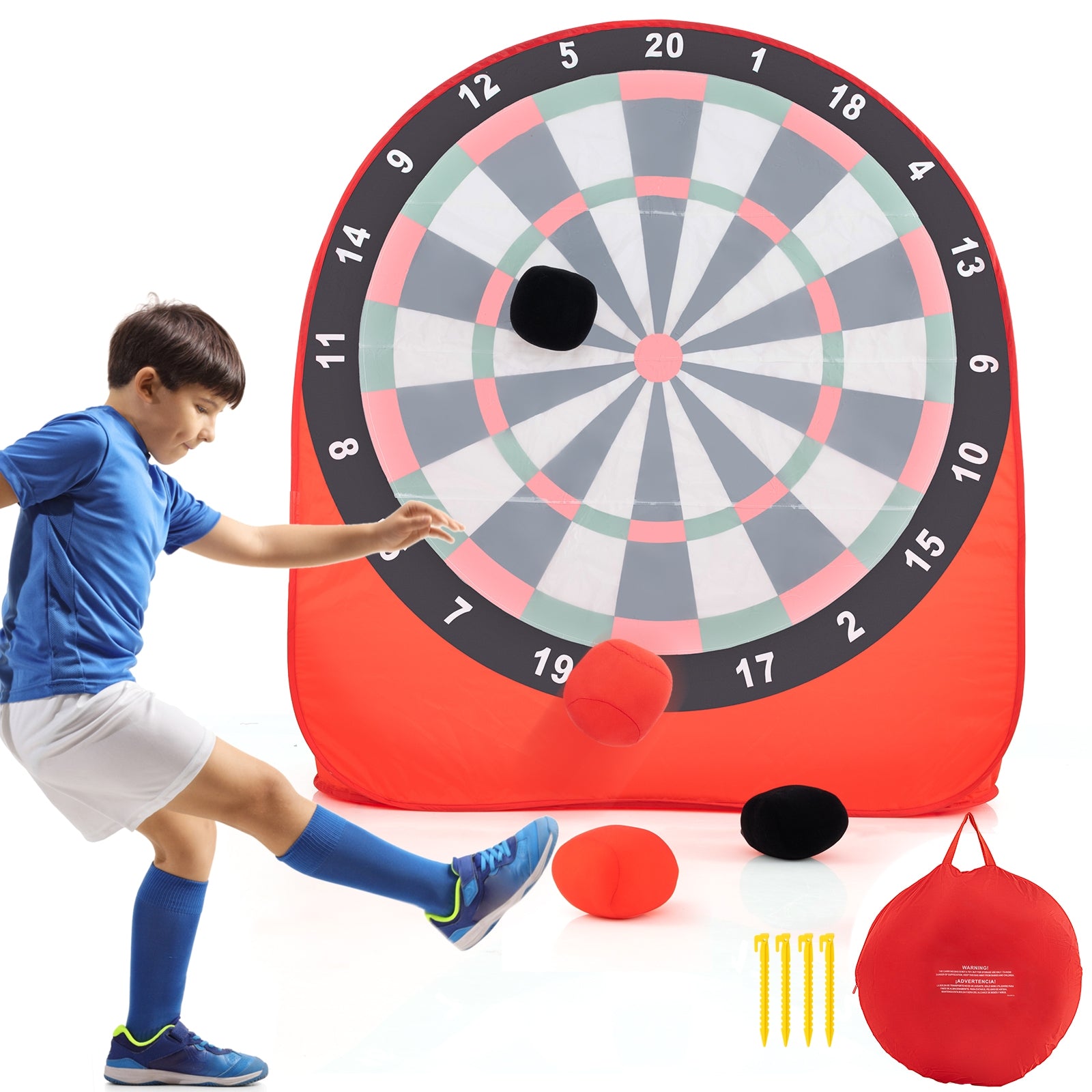 Large Dart Board for Kids with 4 Kick Balls, Red Lawn Games Red  at Gallery Canada