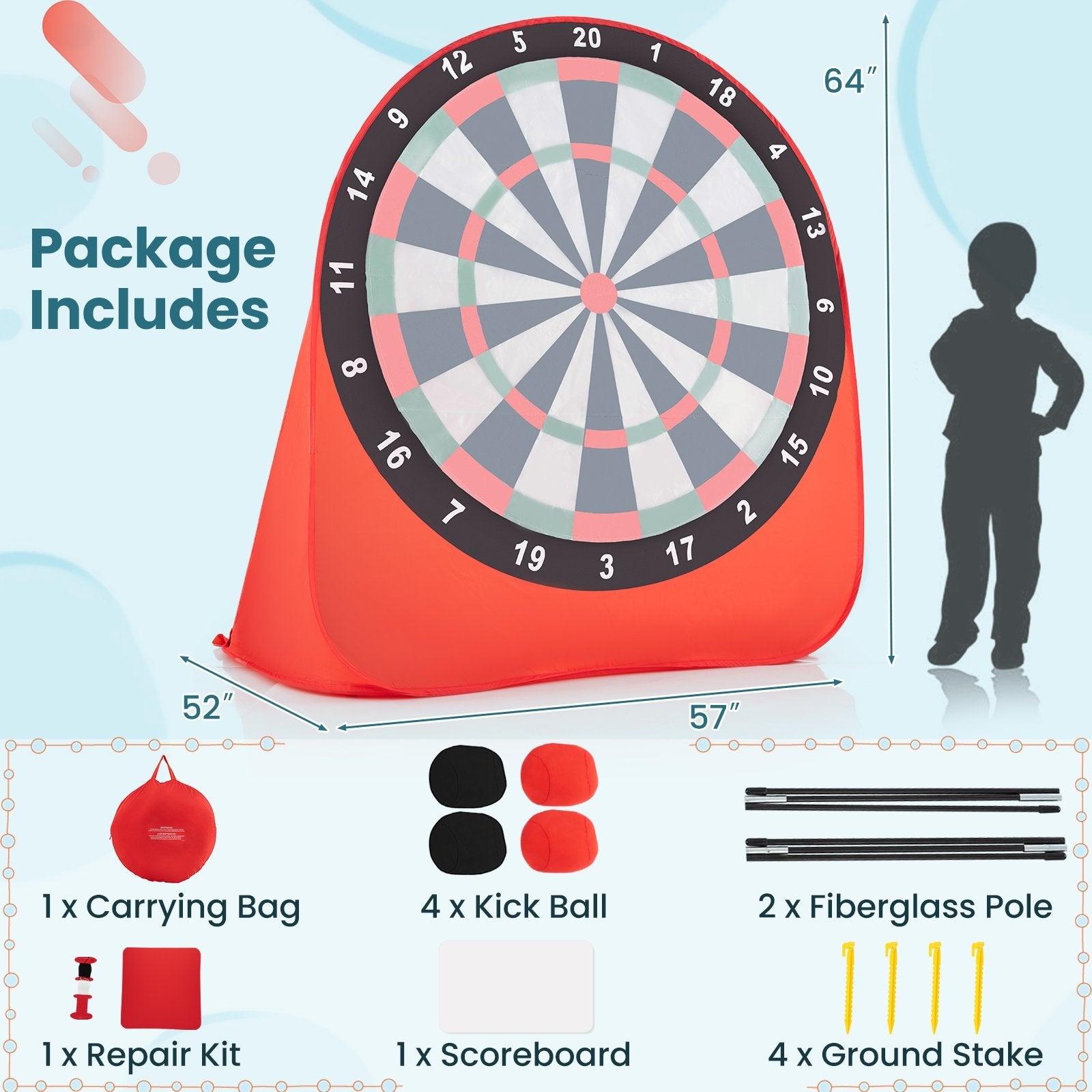 Large Dart Board for Kids with 4 Kick Balls, Red Lawn Games   at Gallery Canada