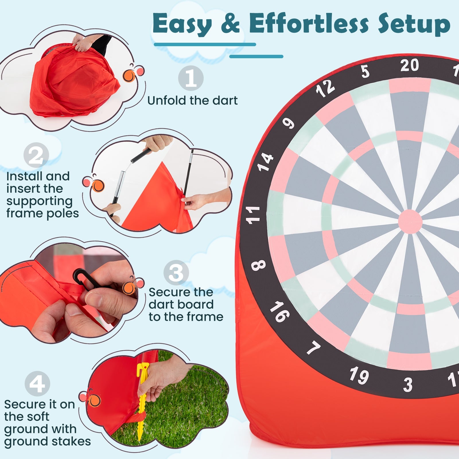 Large Dart Board for Kids with 4 Kick Balls, Red Lawn Games   at Gallery Canada