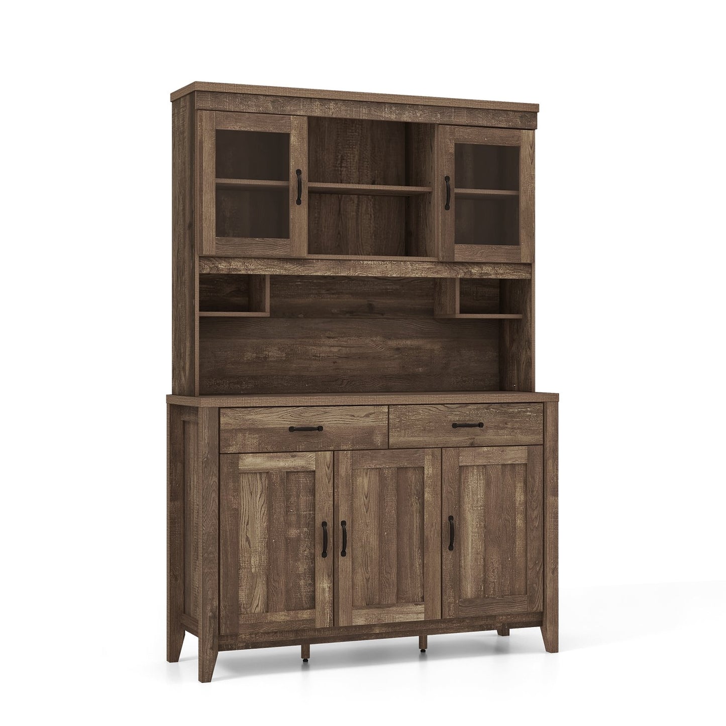 Kitchen Freestanding Hutch Cabinet with Microwave Countertop, Brown Sideboards Cabinets & Buffets Brown  at Gallery Canada