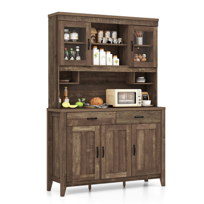 Kitchen Freestanding Hutch Cabinet with Microwave Countertop, Brown Sideboards Cabinets & Buffets   at Gallery Canada