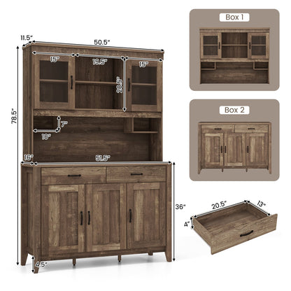 Kitchen Freestanding Hutch Cabinet with Microwave Countertop, Brown Sideboards Cabinets & Buffets   at Gallery Canada