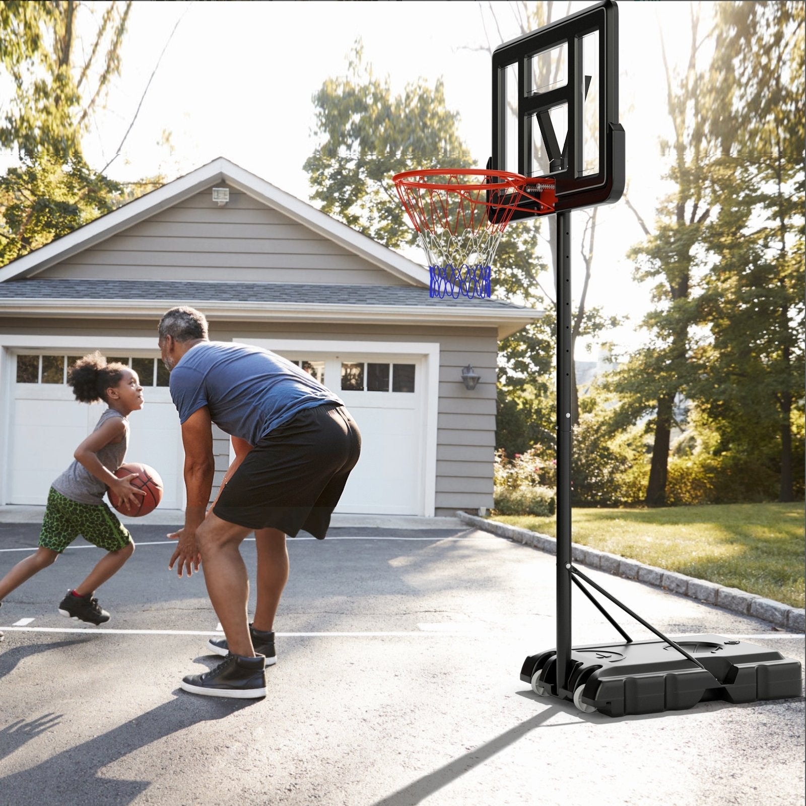 4.4-10 Feet Portable Basketball Hoop Adjustable with 2 Wheels and Fillable Base, Black Sport Equipments   at Gallery Canada