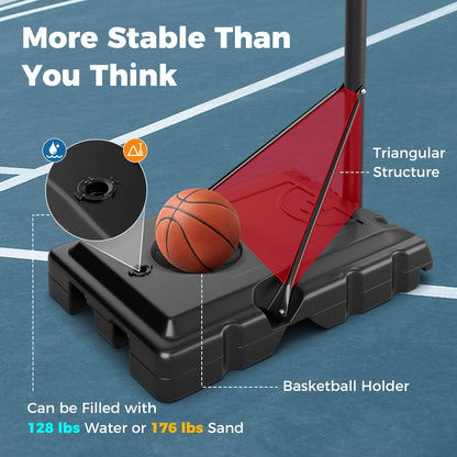 4.4-10 Feet Portable Basketball Hoop Adjustable with 2 Wheels and Fillable Base, Black Sport Equipments   at Gallery Canada