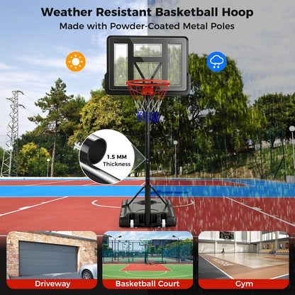 7.9-10 Feet Portable Basketball Hoop System with Sturdy Base and Wheels, Black Sport Equipments   at Gallery Canada