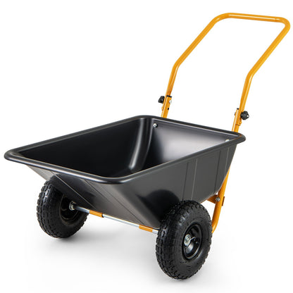 Dual-Wheel Wheelbarrow Garden Utility Cart with Pneumatic Tires, Black Garden Carts Black  at Gallery Canada