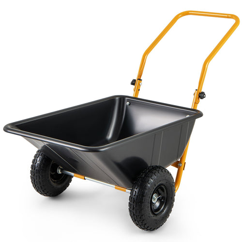 Dual-Wheel Wheelbarrow Garden Utility Cart with Pneumatic Tires, Black