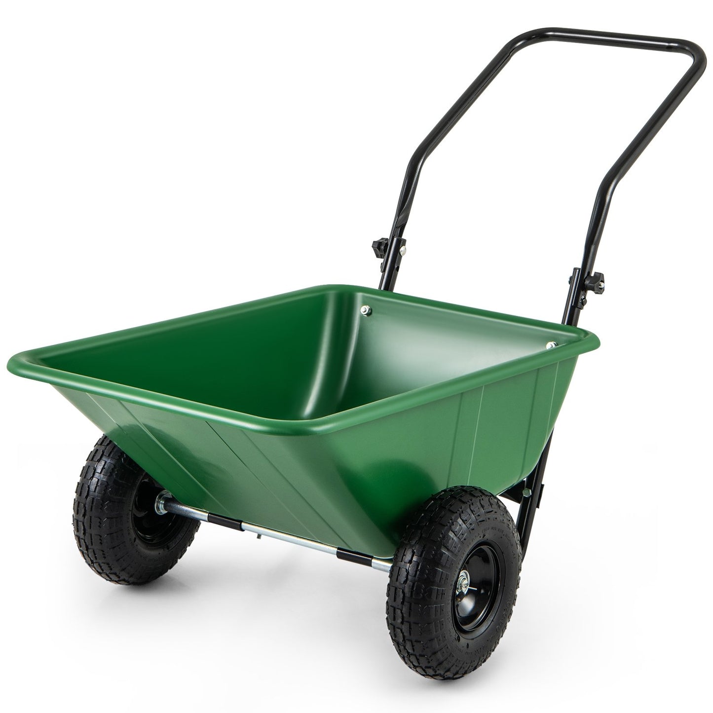 Dual-Wheel Wheelbarrow Garden Utility Cart with Pneumatic Tires, Green Garden Carts Green  at Gallery Canada