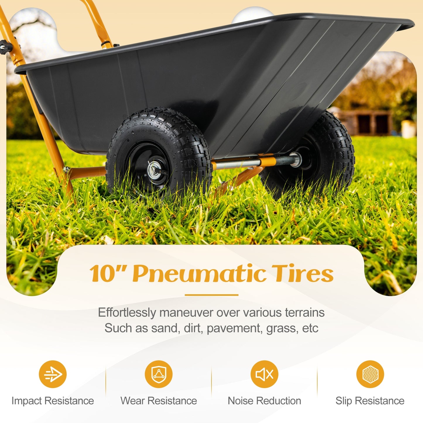 Dual-Wheel Wheelbarrow Garden Utility Cart with Pneumatic Tires, Black Garden Carts   at Gallery Canada