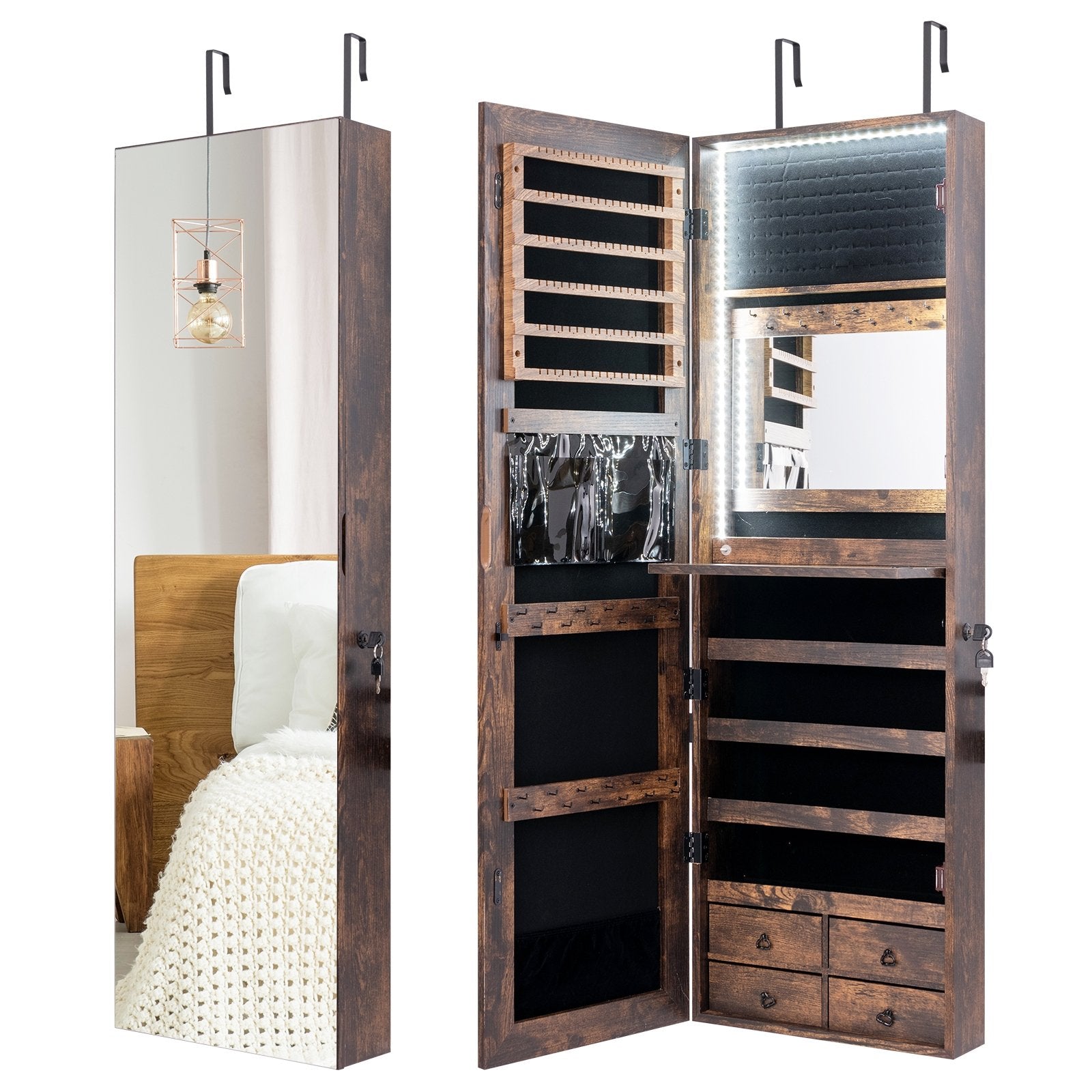 Multipurpose Storage Cabinet with 4 Drawers, Rustic Brown Jewelry Armoires   at Gallery Canada