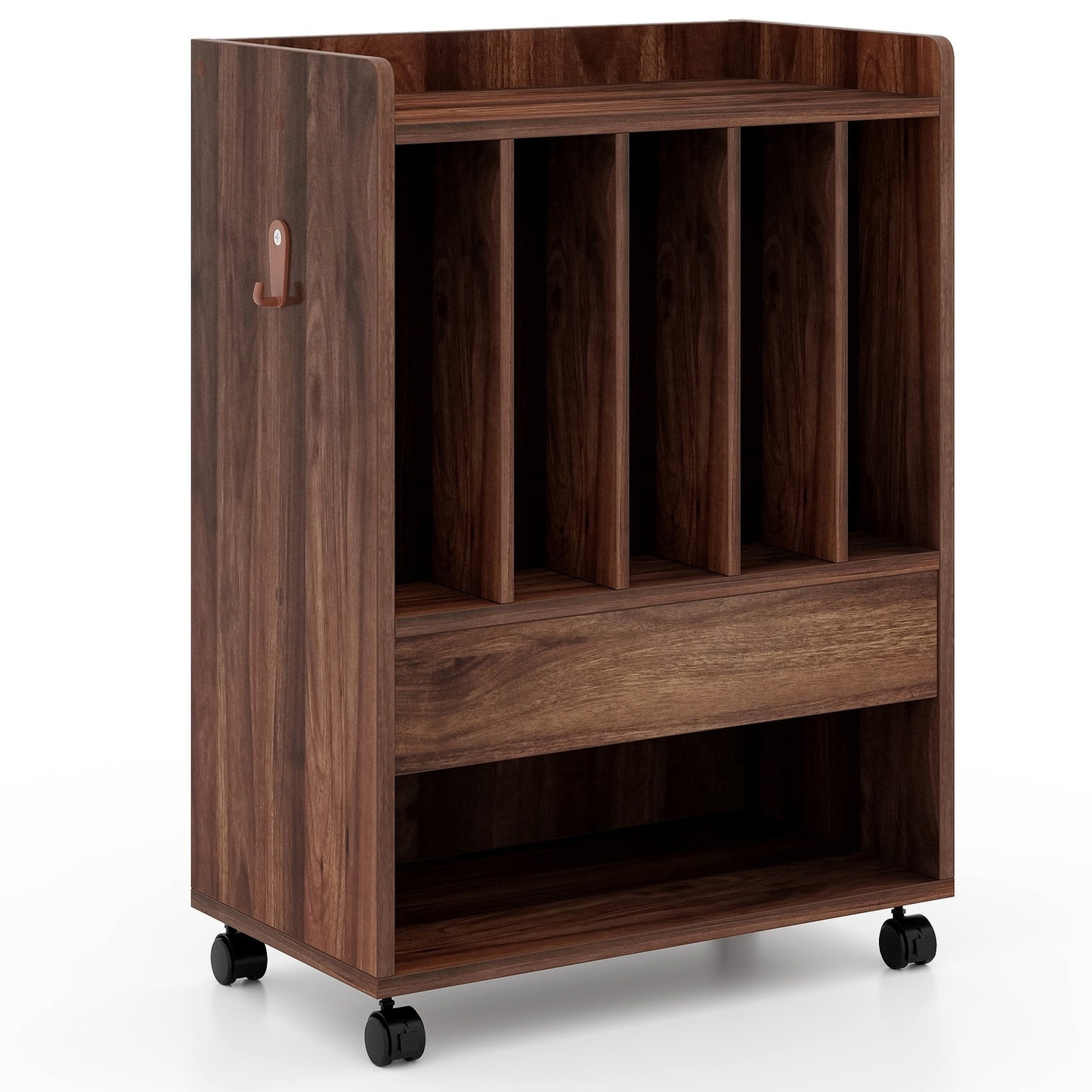 Record Rolling Turntable Player Stand with Drawer, Brown End & Side Tables   at Gallery Canada