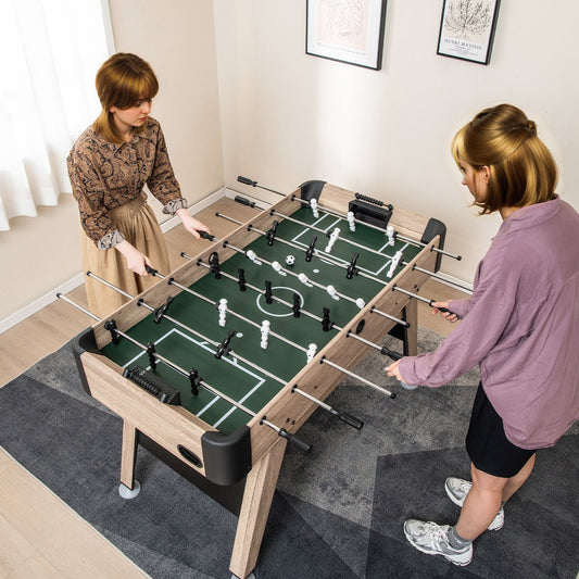 54 Inch Foosball Table Arcade Soccer Game Table with 2 Balls and 26 Players, Natural Game Room Natural  at Gallery Canada