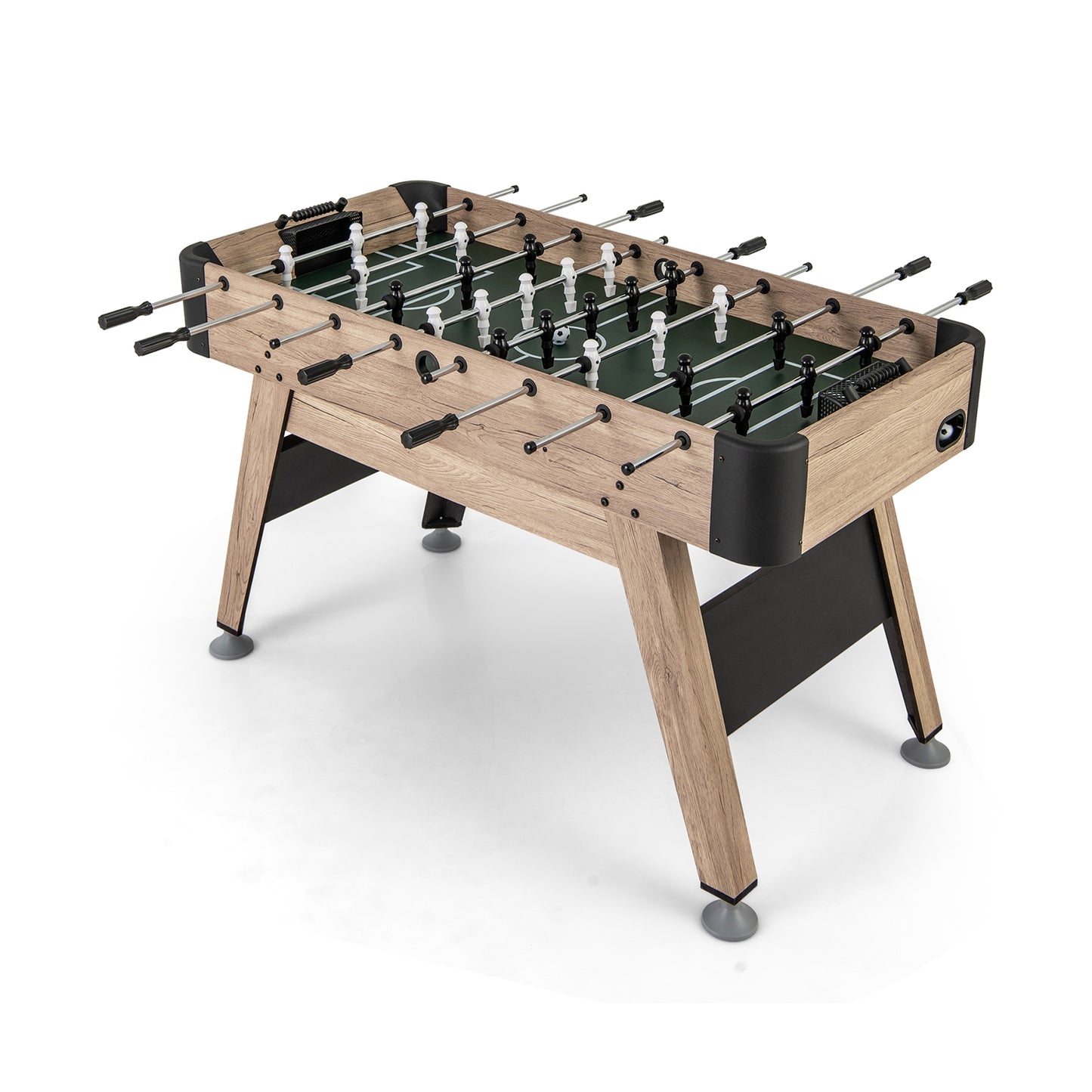 54 Inch Foosball Table Arcade Soccer Game Table with 2 Balls and 26 Players, Natural Game Room Natural  at Gallery Canada