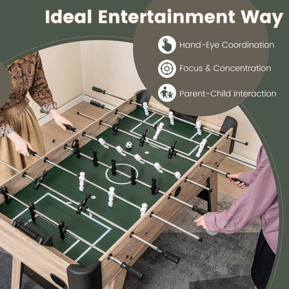 54 Inch Foosball Table Arcade Soccer Game Table with 2 Balls and 26 Players, Natural Game Room   at Gallery Canada